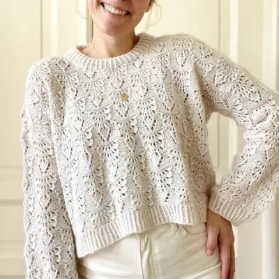 Ажурный пуловер спицами сверху Pierre Sweater - Johanna Gehrisch