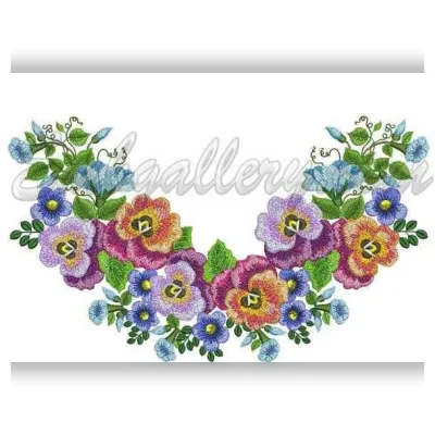 Дизайн машинной вышивки Летний сад, горловина - Embgallery