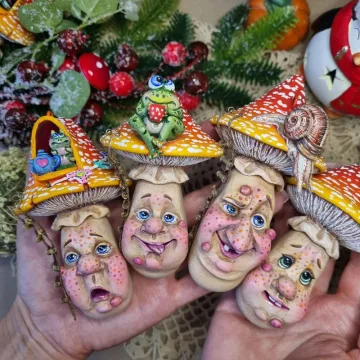 Грибы Мухоморы из папье-маше