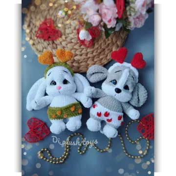 Грустные глазки. Зайка и собачка