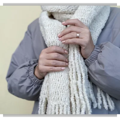 Инструкция по вязанию шарфа из букле - knits kate