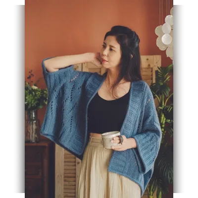 Кардиган без застежки спицами из толстой пряжи Felia - Irene Lin
