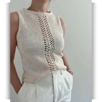 Летний топ с ажурной полосой спицами сверху Yoreum - Aegyoknit