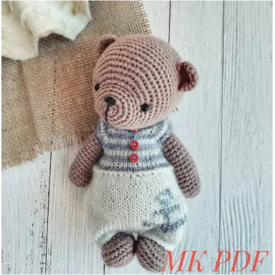 Мишка Тедди в комбинезоне - wool_toys_marina