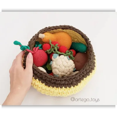 Овощной мастер-класс. Реалистичные вязаные овощи + травы + корзинка - Мария Осадчук