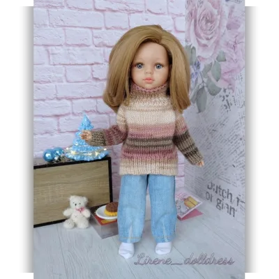 Платье и свитер Тепло и модно для кукол Паола Рейна 32-34 см - Lirene Dolldress