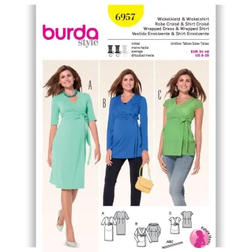 Платье с запахом №6957 — выкройка из Каталог Burda осень-зима/2015/2016