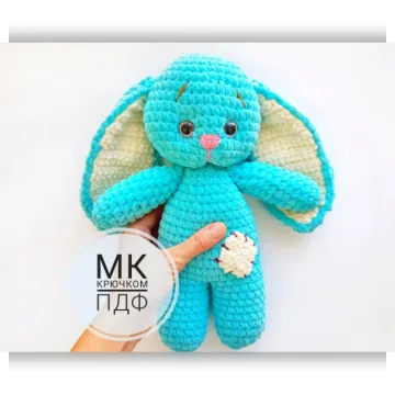 Плюшевый вязаный зайка крючком, мастер класс игрушка заяц