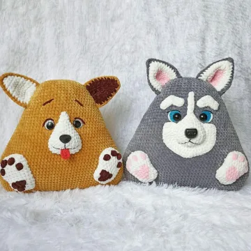 Подушка Зверушка Пёсики Корги и Хаски