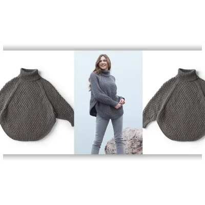 Пончо рельефным узором Diamond Texture - Вяжи.ру