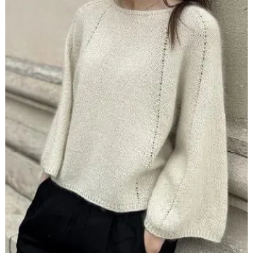 Пуловер с рукавами колокол лицевой гладью сверху вниз Breath Blouse - Гадрэн Фэсл