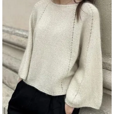 Пуловер с рукавами колокол лицевой гладью сверху вниз Breath Blouse - Гадрэн Фэсл