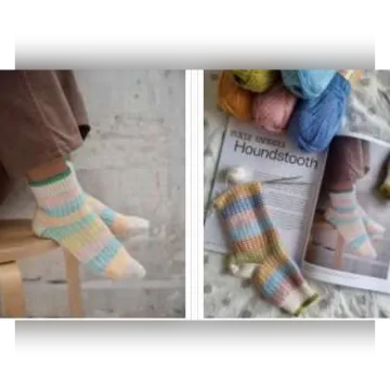 Разноцветные носки спицами Houndstooth - Knitail, Derako