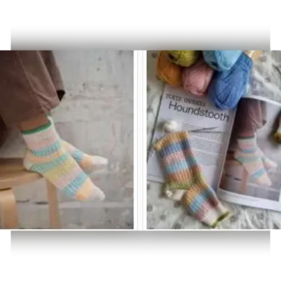 Разноцветные носки спицами Houndstooth - Knitail, Derako
