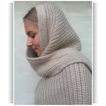 Шарф-капюшон My Flow Hood, вязаный полупатентной резинкой спицами - Norgardknit