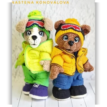 Щенок Сноу и мишка Крейзи