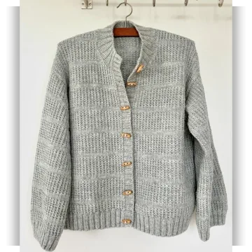 Стильный жакет с японским плечом Sisal, вязаный спицами сверху - JoJo Knitwear