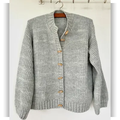 Стильный жакет с японским плечом Sisal, вязаный спицами сверху - JoJo Knitwear