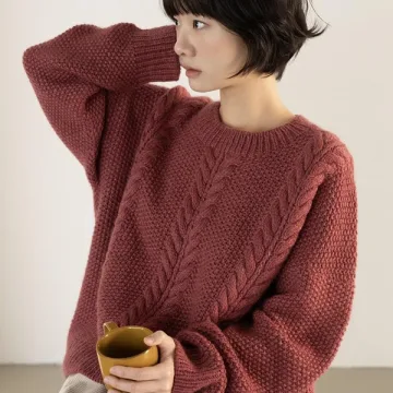 Свитер с косами вязаный спицами сверху Everleaf sweater - Sallyknit