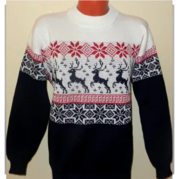 Свитер с оленями на двухфонтурной машине - SweaterOK