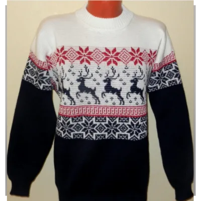 Свитер с оленями на двухфонтурной машине - SweaterOK