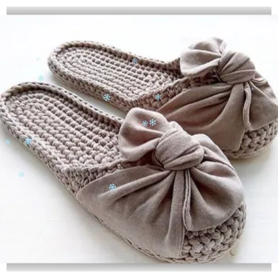 Тапочки с закрытым носом и декором - knitka_school