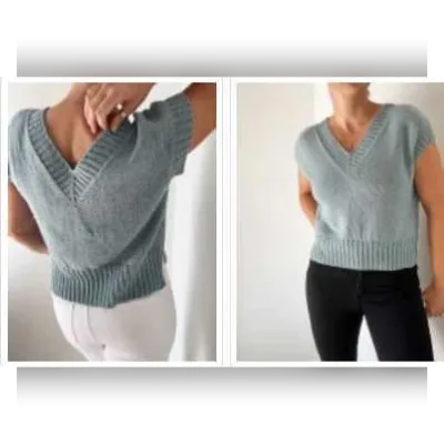Топ с V вырезом, вязаный спицами сверху Suri V Neck - Caidree