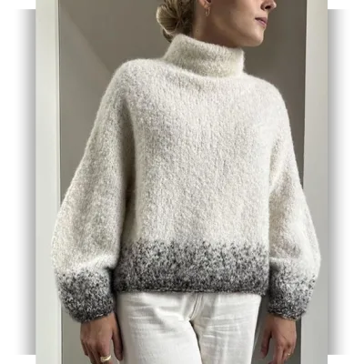 Трендовый свитер из пряжи букле спицами My Winter boho - Вяжи.ру