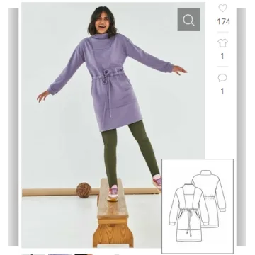Трикотажное платье в спортивном стиле №5 - выкройка из Knipmode Fashionstyle 2/2022. Размеры S-XXXL