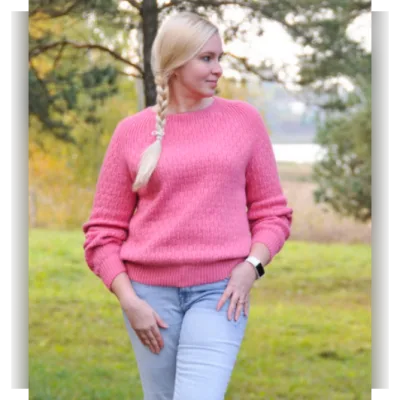 Вязаная блуза с графичной анатомической кокеткой Rosehip - Aistė Butkevičienė