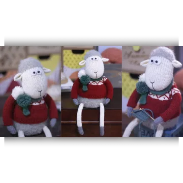 Вязаная спицами овечка Christmas Sheep Simon
