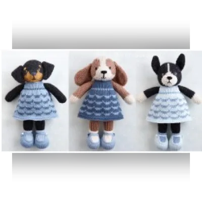 Вязаная спицами собака Dog in a dress - Julie Williams