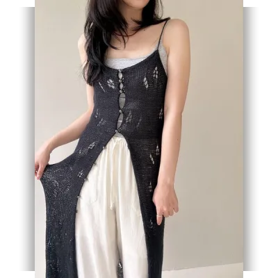 Вязаное спицами летнее ажурное платье-сарафан Arachne Dress - Hyeonji Jin