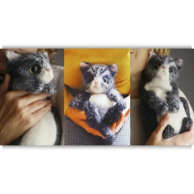 Вязаный спицами котёнок Black Kitten - Claire Garland