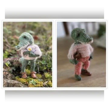 Вязаный спицами крокодильчик Croc Doll - Claire Garland