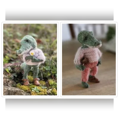 Вязаный спицами крокодильчик Croc Doll - Claire Garland