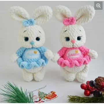 Зайчик Снежок + Зайка Снежка