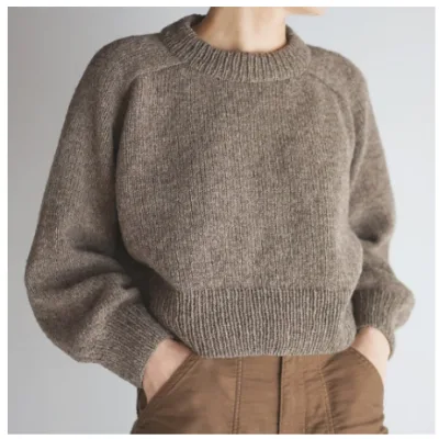 Женский свитер оверсайз вязаный спицами сверху Back Yoke Sweater - Noriko Ichikawa